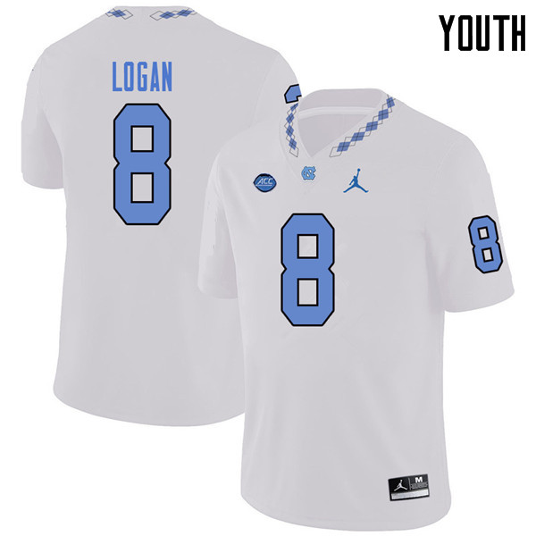 Jordan Brand Youth #8 T.J. Logan North Carolina Tar Heels College Football Jerseys Sale-White